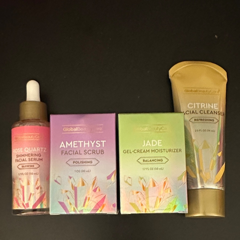 Global Beauty Care facial set bundle cleanser moisturizer scrub rose serum